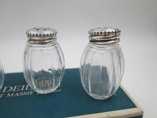 Four salt shakers set. 950 sterling silver. Cardeilhac (Christofle). France. 1960's