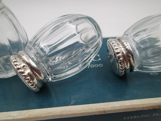 Four salt shakers set. 950 sterling silver. Cardeilhac (Christofle). France. 1960's