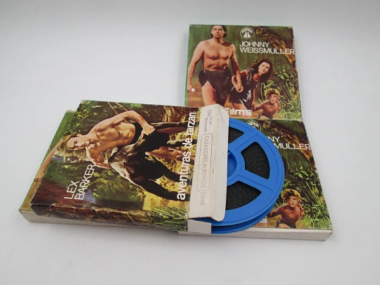 Four Tarzan colour films. Aries Film. Super 8. Johnny Weissmuller and Lex Barker. 1980's
