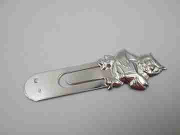 Funny 925 sterling silver bookmark. Owl with book on top side. 1990's. Spain