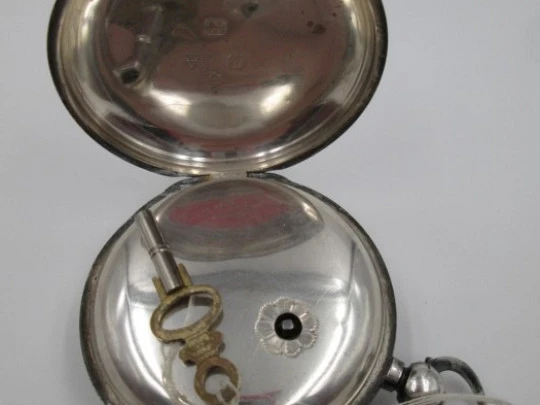 Fusee pocket watch. John Forrest. Sterling silver. Hunter-case. 1900. Key-wind