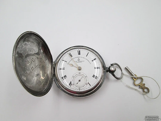 Fusee pocket watch. John Forrest. Sterling silver. Hunter-case. 1900. Key-wind