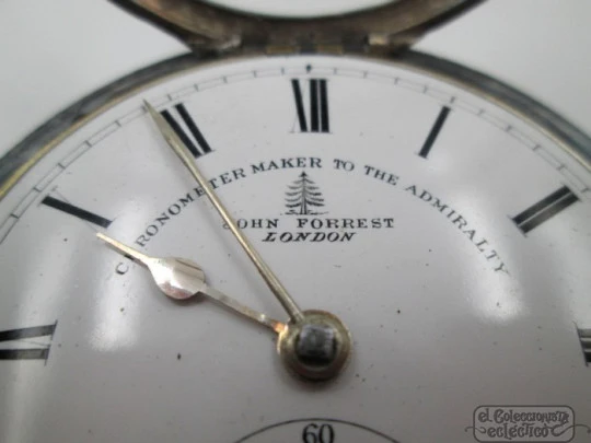 Fusee pocket watch. John Forrest. Sterling silver. Hunter-case. 1900. Key-wind