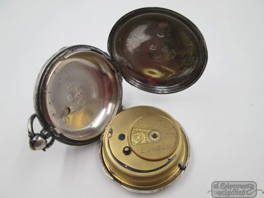 Fusee pocket watch. John Forrest. Sterling silver. Hunter-case. 1900. Key-wind