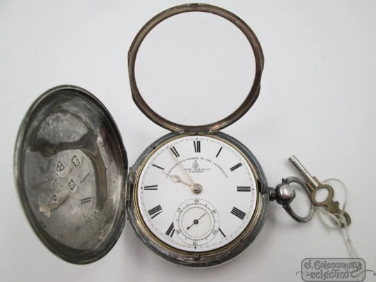 Fusee pocket watch. John Forrest. Sterling silver. Hunter-case. 1900. Key-wind