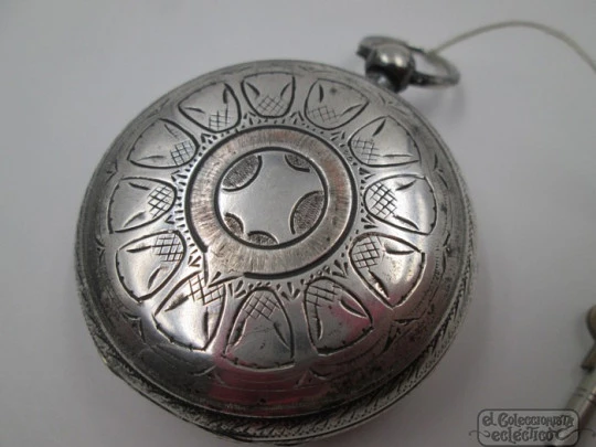 Fusee pocket watch. John Forrest. Sterling silver. Hunter-case. 1900. Key-wind