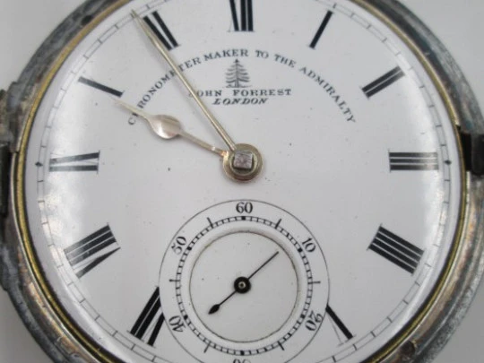 Fusee pocket watch. John Forrest. Sterling silver. Hunter-case. 1900. Key-wind