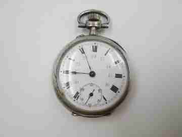 G.G. Plata de ley. Lepine. Remontoir con pulsador. 1910. Segador oro