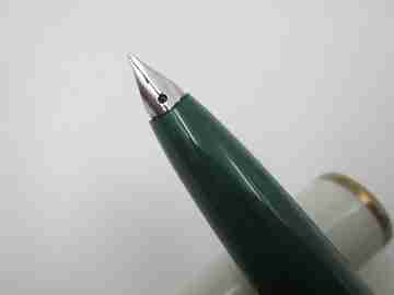 Geha 703 fountain pen. Green and grey plastic. Gold plated details. Box. 1970's. Germany