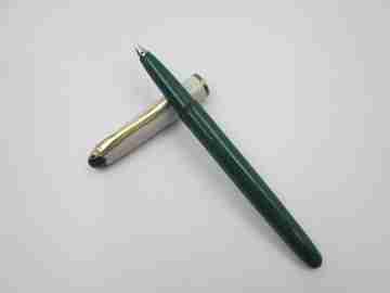 Geha 703 fountain pen. Green and grey plastic. Gold plated details. Box. 1970's. Germany