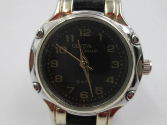 Geneva Classic. Steel & plated metal. Quartz. Woman. Swiss. 1980's