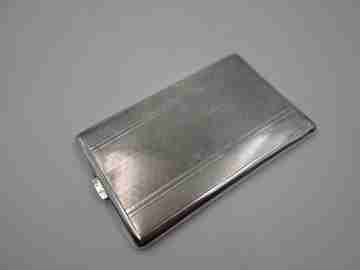 Gentleman cigarette case. 925 sterling silver & gold plated. Geometric guilloche. 1950's