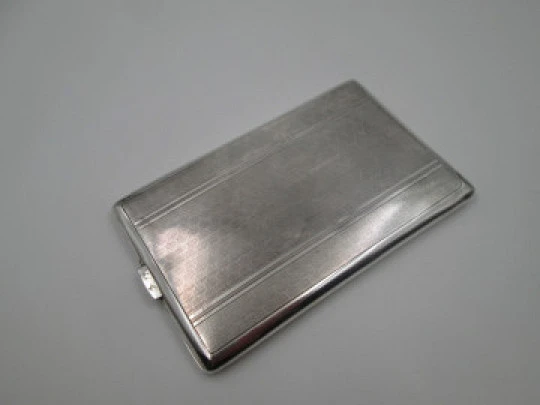 Gentleman cigarette case. 925 sterling silver & gold plated. Geometric guilloche. 1950's