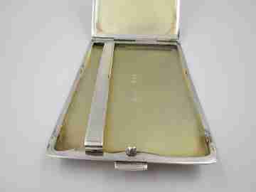 Gentleman cigarette case. 925 sterling silver & gold plated. Geometric guilloche. 1950's