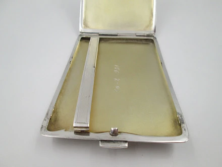 Gentleman Cigarette Case Sterling Silver Gold Plated 1950s
