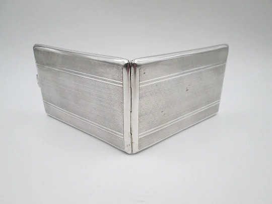 Gentleman cigarette case. 925 sterling silver & gold plated. Geometric guilloche. 1950's