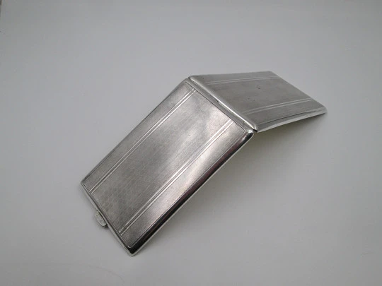 Gentleman cigarette case. 925 sterling silver & gold plated. Geometric guilloche. 1950's