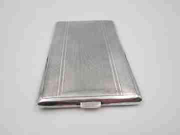 Gentleman cigarette case. 925 sterling silver & gold plated. Geometric guilloche. 1950's