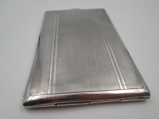 Gentleman cigarette case. 925 sterling silver & gold plated. Geometric guilloche. 1950's