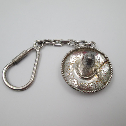 Gentlemans Keychain Sterling Silve Charro Hat 1980s | El