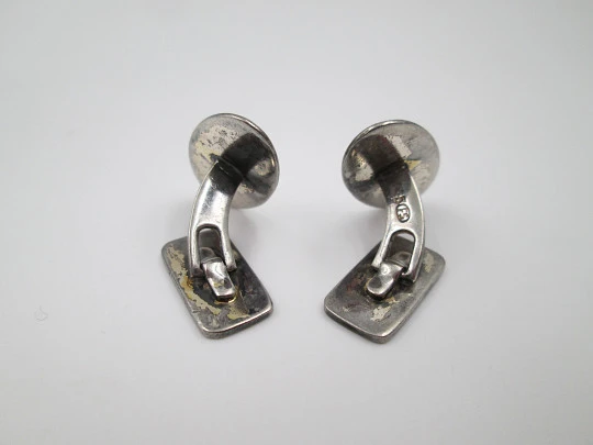 Gentleman's oval cufflinks. 925 sterling silver. Guilloche motif. Germany. 1970's Gentleman's oval cufflinks. 925 sterling silver. Guilloche motif. Germany. 1970's