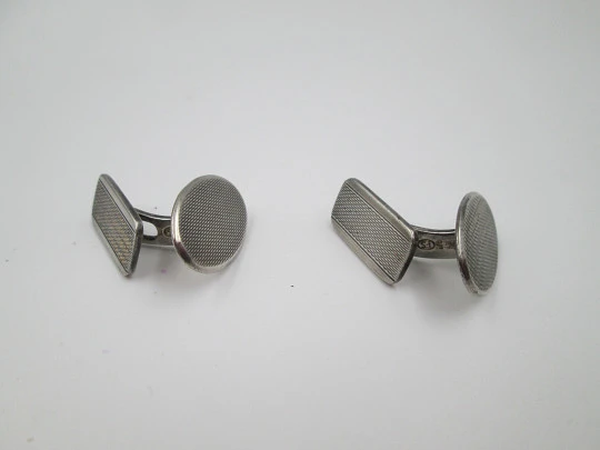 Gentleman's oval cufflinks. 925 sterling silver. Guilloche motif. Germany. 1970's Gentleman's oval cufflinks. 925 sterling silver. Guilloche motif. Germany. 1970's