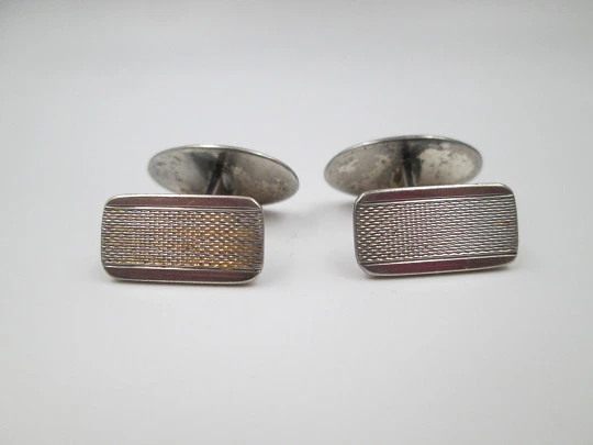 Gentleman's oval cufflinks. 925 sterling silver. Guilloche motif. Germany. 1970's Gentleman's oval cufflinks. 925 sterling silver. Guilloche motif. Germany. 1970's