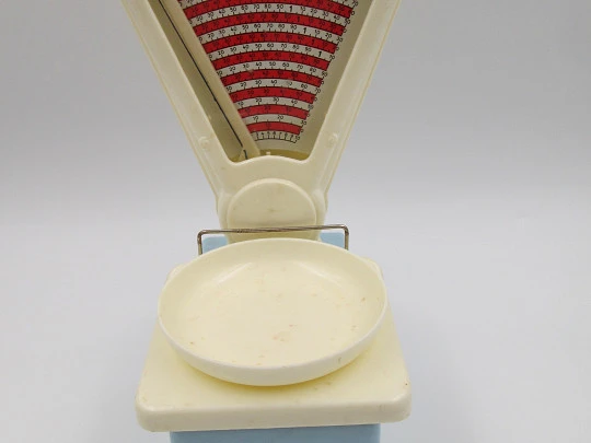 Geobra toy kitchen scale. Colours plastic. West Germany. Original box. 1960's