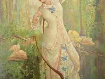 Grabado a color / litografía. La Tórtola Madre. Salvat y Cía. 1890. Pujadas