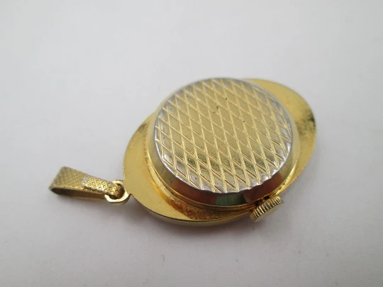 Grovana pendant watch. Gold plated and flowers enamel. Manual wind. Swiss. 1970's Grovana pendant watch. Gold plated and flowers enamel. Manual wind. Swiss. 1970's