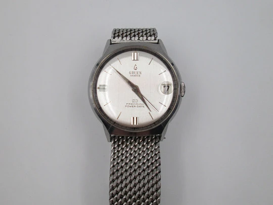 Gruen Precision Power-Date. Acero inoxidable. Automático. Brazalete. 1960