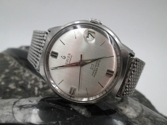 Gruen Precision Power-Date. Stainless steel. Automatic. Bracelet. 1960's