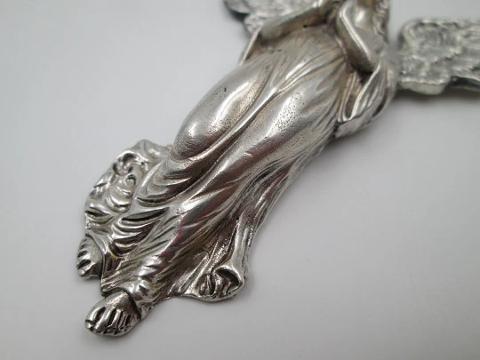 Guardian angel figure wall pendant plaque. 925 sterling silver. Spain. 1980's