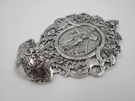 Guardian angel holy water font. 925 sterling silver. Spain. 1980's