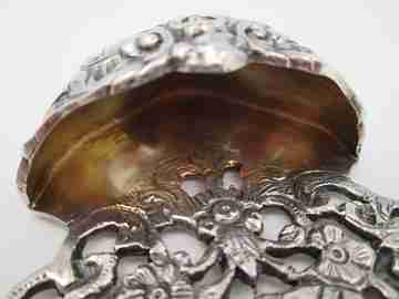 Guardian angel holy water font. 925 sterling silver. Spain. 1980's