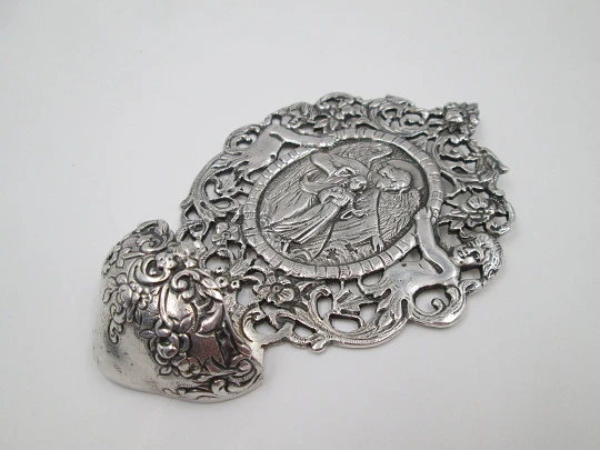 Guardian angel holy water font. 925 sterling silver. Spain. 1980's