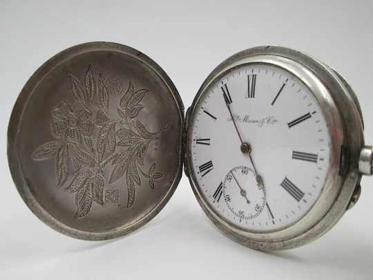 H. Moser & Cie. 875 silver. Swiss. 1880's. Knights. Stem-wind