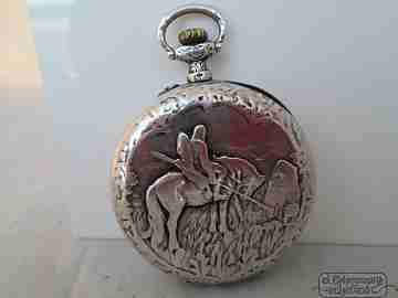 H. Moser & Cie. 875 silver. Swiss. 1880's. Knights. Stem-wind