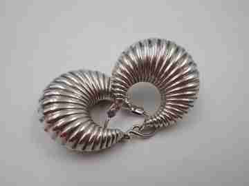 Half moon women's earrings. 925 sterling silver. Spain. 1990's. Hoop clasp