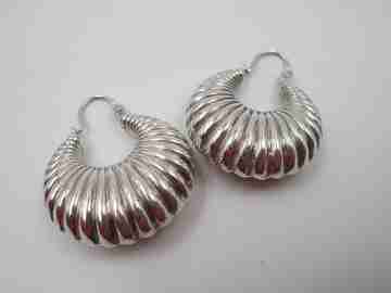 Half moon women's earrings. 925 sterling silver. Spain. 1990's. Hoop clasp