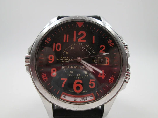 Hamilton Khaki 660 Ft GMT. Automatic. Stainless steel. Calendar. Circa 2000