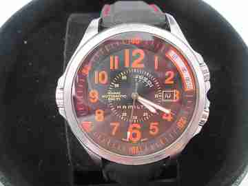 Hamilton Khaki 660 Ft GMT. Automatico. Acero inoxidable. Calendario. Año 2000