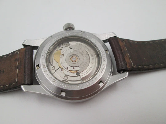 Hamilton Khaki Field steel. Automatic. Black dial. Calendar. Exhibition caseback. 2018's