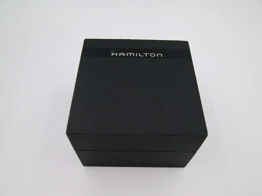 Hamilton Lancaster automatic chronograph. Stainless steel. Black dial. 1990's. Swiss