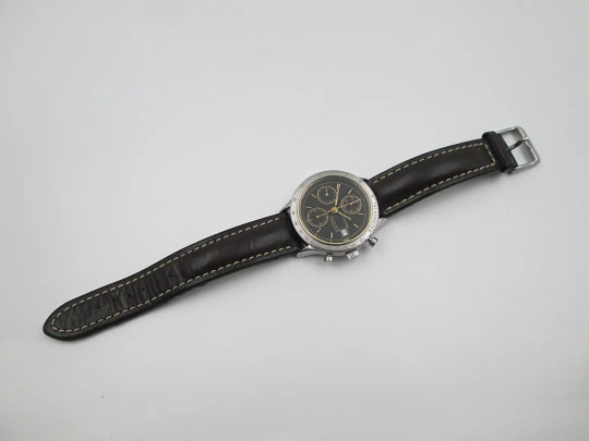 Hamilton Lancaster automatic chronograph. Stainless steel. Black dial. 1990's. Swiss