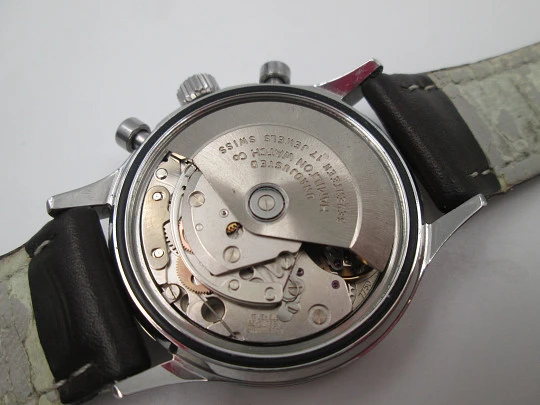 Hamilton Lancaster automatic chronograph. Stainless steel. Black dial. 1990's. Swiss