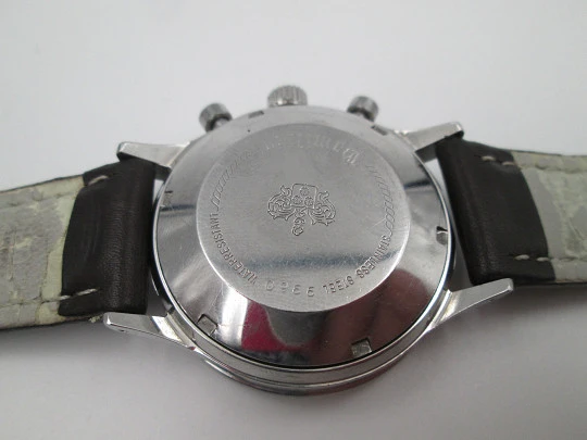 Hamilton Lancaster automatic chronograph. Stainless steel. Black dial. 1990's. Swiss