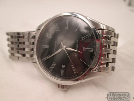 Hamilton Valiant. Automatic. Steel. Black dial. Date. 2002. Bracelet