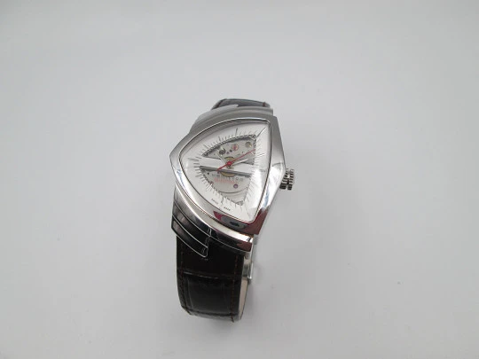 Hamilton Ventura Skeleton. Stainless steel. Automatic. Leather strap. Swiss. Box. 2011's Hamilton Ventura Skeleton. Stainless steel. Automatic. Leather strap. Swiss. Box. 2011's