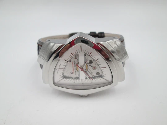 Hamilton Ventura Skeleton. Stainless steel. Automatic. Leather strap. Swiss. Box. 2011's Hamilton Ventura Skeleton. Stainless steel. Automatic. Leather strap. Swiss. Box. 2011's